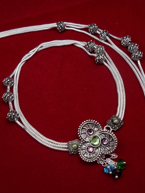Meena Silver Anklet