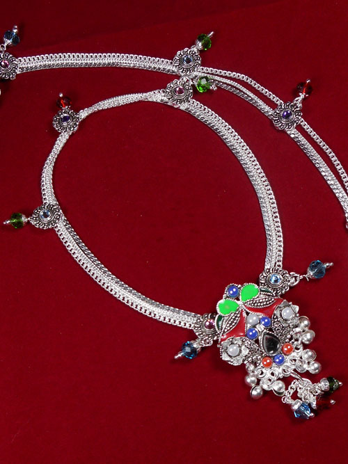 Meena Silver Anklet